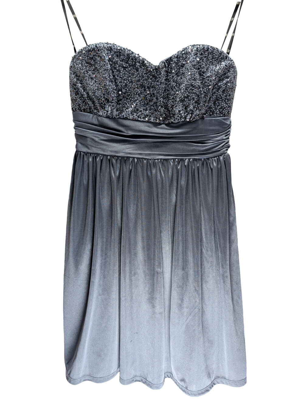 Love Tease Strapless Sequin Cocktail Dress Blue Satin NWT